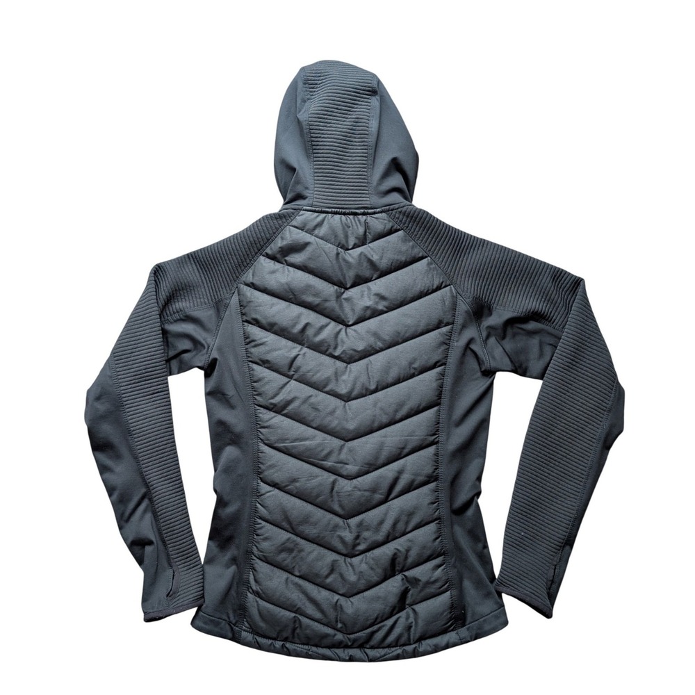 H&M Sport Quilted Hooded Jacket S Black Athletic Zip Up Thumbholes Activewear - Picture 9 of 13